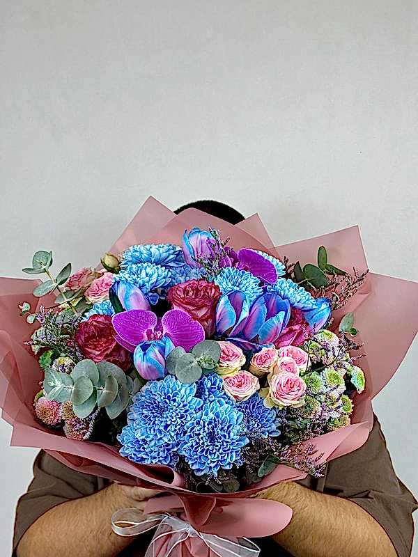 Blom Mavi Pembe Buket