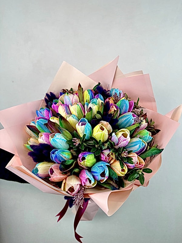 40 Rainbow Lale Buketi