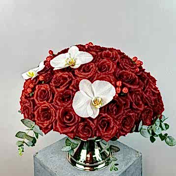 80 Kırmızı Gül Deluxe Gümüş Aranjman