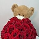 Peluş Ayıcıklı Kırmızı Güller Siyah Kutuda