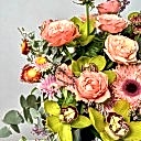 Siyah Vazoda Kahala Gül Orkide Aranjman