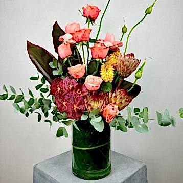 Kahala Cam Vazoda Gül Vanda Aranjman