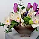 Sepia Kahve Vazoda Mor Laleler ve Simbidyum