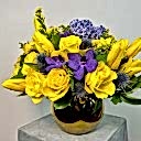 Gold Vazoda Sarı Mor Deluxe Aranjman