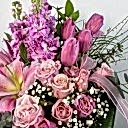 Pembe Lale Gül Vazo Aranjman