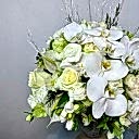 Albus Taş Vazoda Beyaz Gül Orkide Aranjmanı