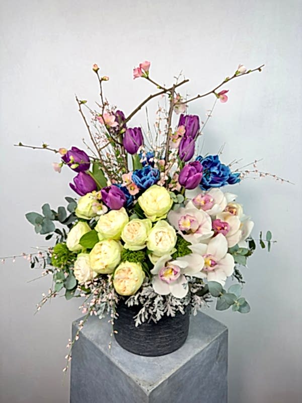 Elena Deluxe Mor Lale Beyaz Cymbidium