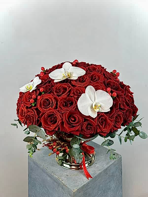 80 Kırmızı Gül Deluxe Gümüş Aranjman