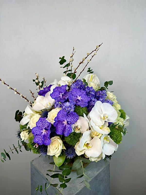 Gold Vazoda Mor Beyaz Orkide Deluxe