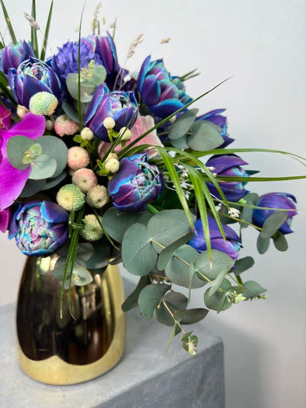 Gold Vazoda Kozmik Lale Fuşya Phalaenopsis