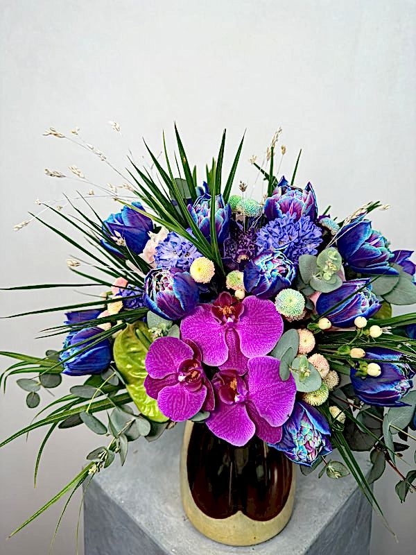 Gold Vazoda Kozmik Lale Fuşya Phalaenopsis