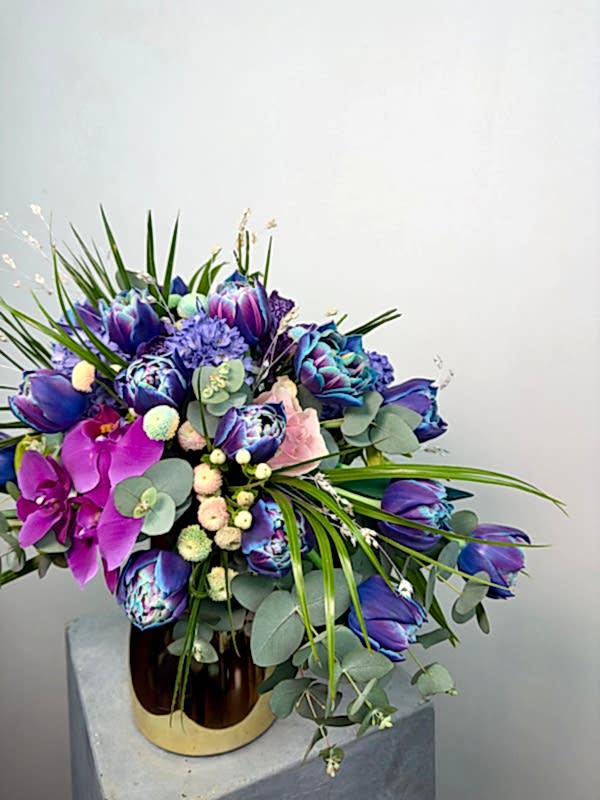 Gold Vazoda Kozmik Lale Fuşya Phalaenopsis