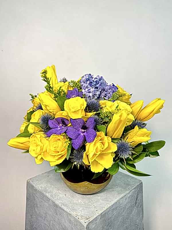 Gold Vazoda Sarı Mor Deluxe Aranjman