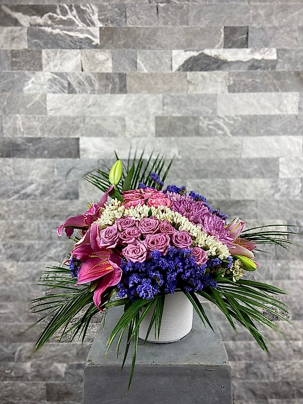 Pembe Lilyum ve Güller Aranjman